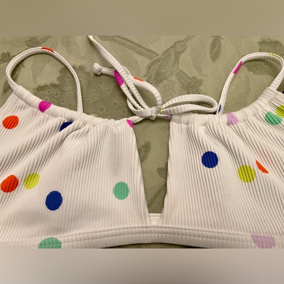 New Topshop White Colorful Polka-Dot Swimsuit Bikini Top Separates US 10 UK 14 - Picture 3 of 13